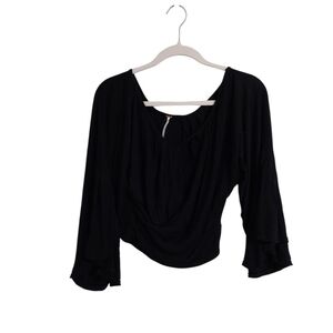 Free People Black Drape Blouse